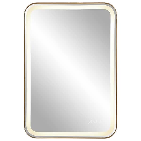slide 2 of 11, Uttermost Crofton Lighted Brass Vanity Mirror - 22.25"x 32.25"