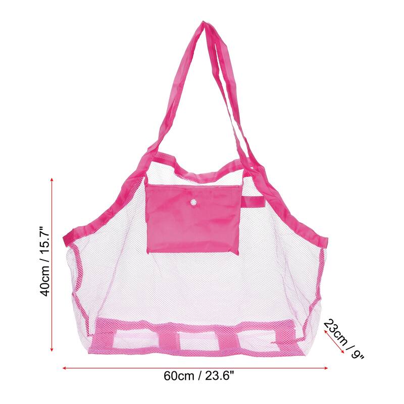 Mesh Beach Bag, Large Sand Backpack Sea Shell Tote Bags, Rose Red - Rose Red