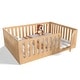 preview thumbnail 12 of 37, Queen Size Montessori Floor Bed with Door & High Fence, Solid Wood Low-Profile Sleep and Play Bed Frame