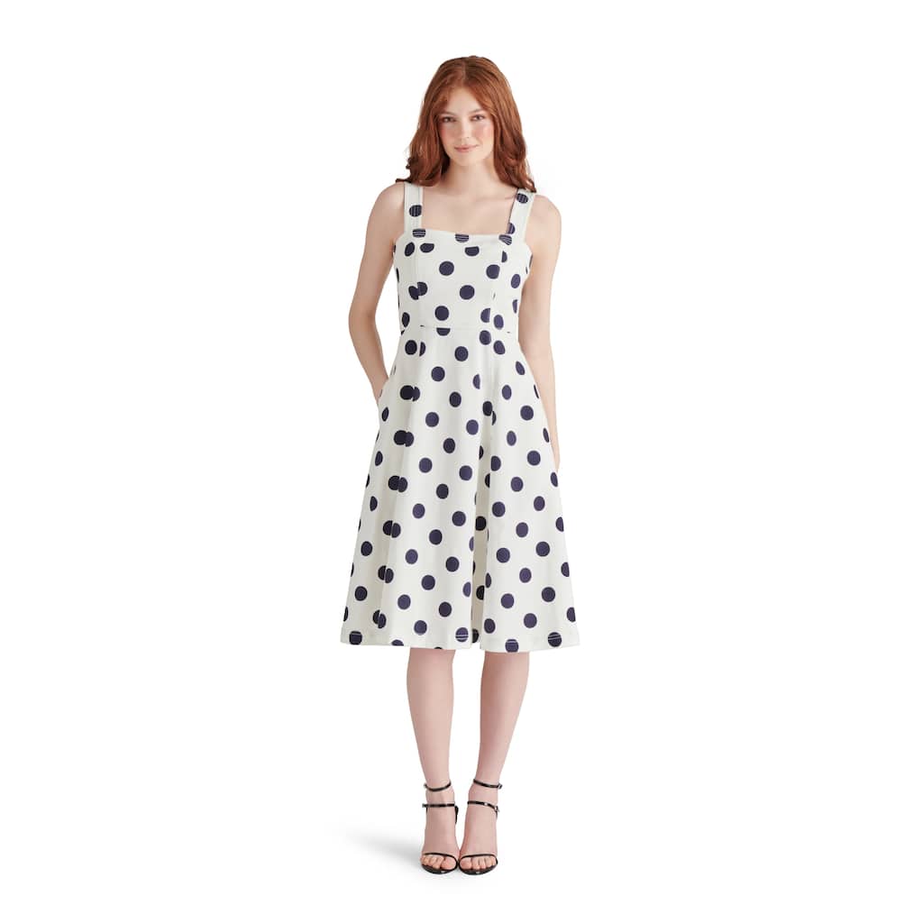 Steve Madden Dolly Polka Dot Cotton Midi Dress