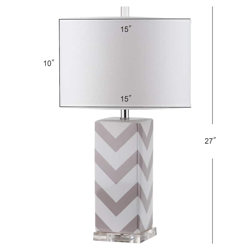 SAFAVIEH Lighting Josette 27-inch Navy Chevron Stripe Table Lamp (Set of 2) - 15"x15"x27" - 15Wx15Dx27H