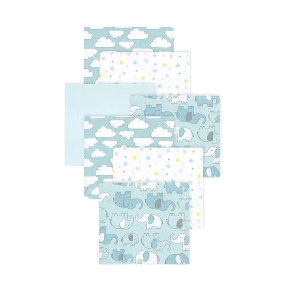 slide 1 of 1, Little Treasure Hudson Baby Boys Cotton Poly Flannel Receiving Blankets Multipack, Mint New Elephant, 30x30 inches 30x30 inches - Mint New Elephant