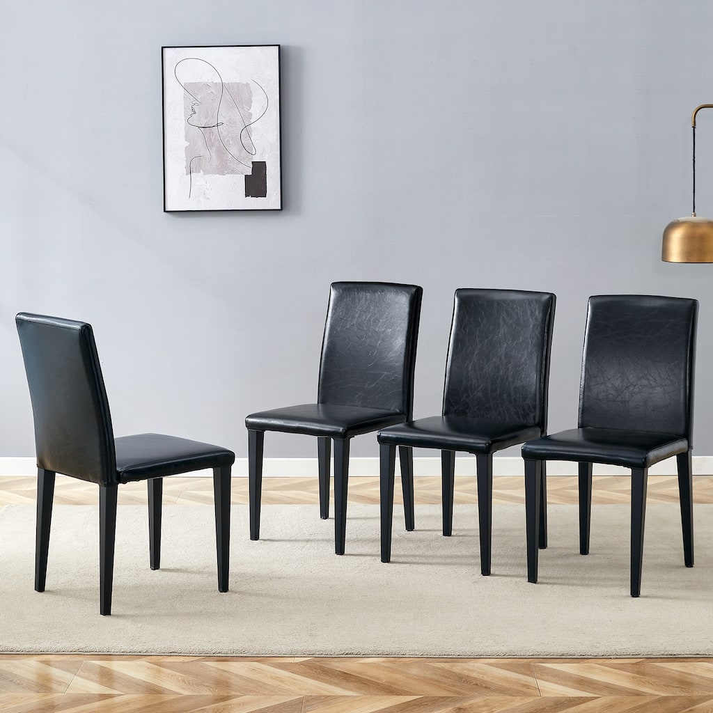 Set Of 4, Versatile & Comfortable PU Dining Chairs - Simple Elegant Design for Daily Use