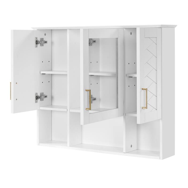 Roomfitters 35 Inch 2-in-1 Wall Mount Medicine Cabinet, Mirror Storage with Adjustable Shelves & Soft Close