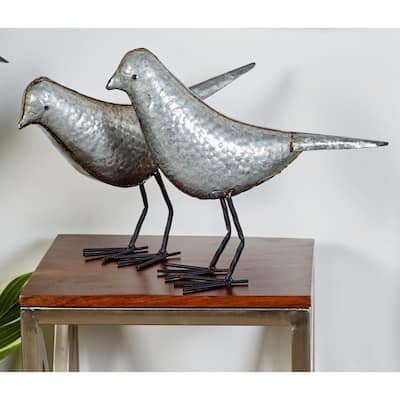Grey Iron Farmhouse Sculpture Bird (Set of 2) - 5 x 12 x 13