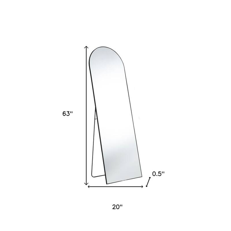 HomeRoots 63" Black Metal Arch Freestanding and Wall Mount Framed Full Length Mirror - 20.00 in. x 63.00 in. x 0.50 in.
