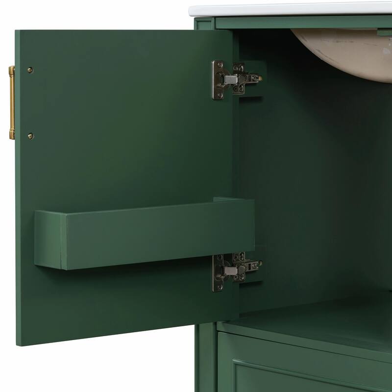 30" Bathroom Vanity with Ceramic Sink, Soft-Close Door, Built-in Shelf & Ample Storage