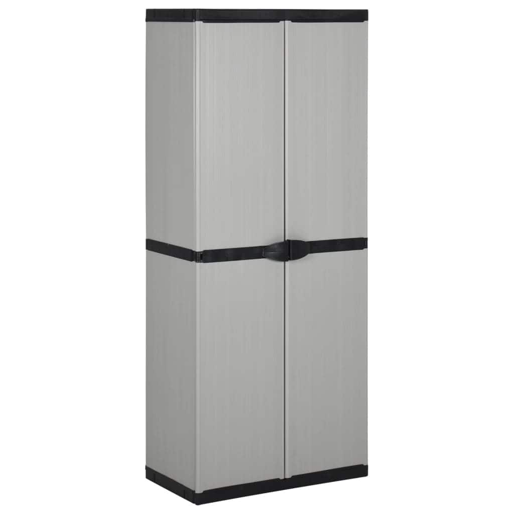vidaXL Garden Cabinet Grey and Black PVC and PP (Polypropylene) Medium - 26.8 x 26.8 x 66.1