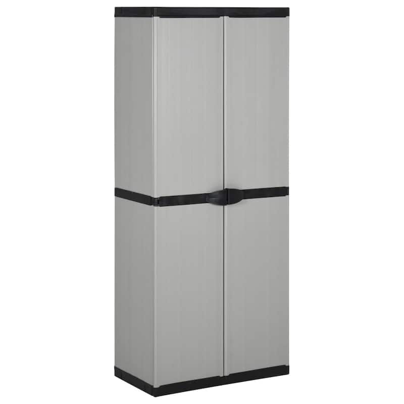 vidaXL Garden Cabinet Grey and Black PVC and PP (Polypropylene) Medium - 26.8 x 26.8 x 66.1