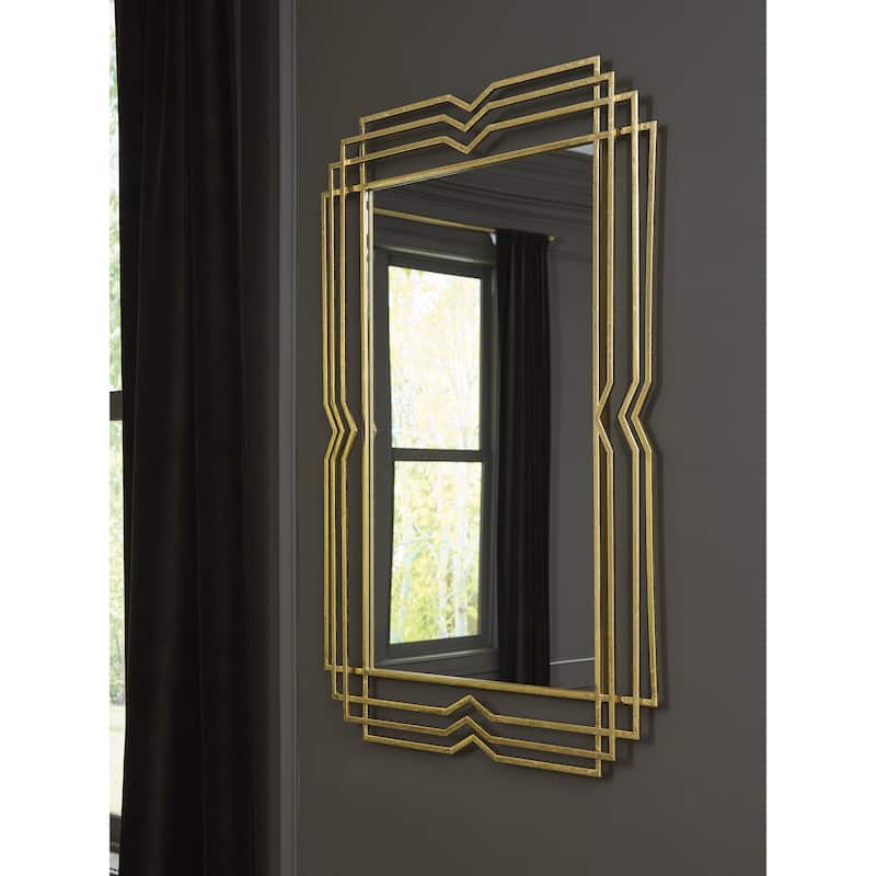 Signature Design by Ashley Claybrook Gold Finish Accent Mirror - 27.5" W x 1.5" D x 39.5" H