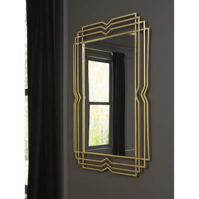 Signature Design by Ashley Claybrook Gold Finish Accent Mirror - 27.5" W x 1.5" D x 39.5" H