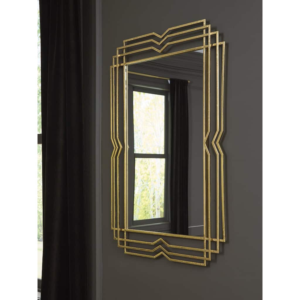 Signature Design by Ashley Claybrook Gold Finish Accent Mirror - 27.5" W x 1.5" D x 39.5" H