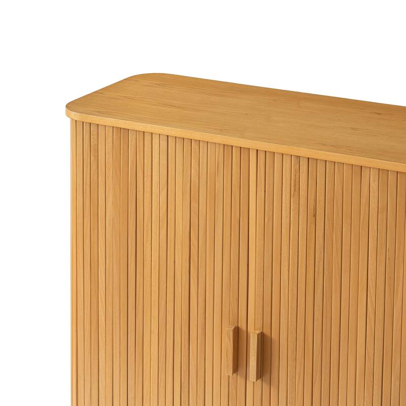Ribbed Wood Storage Cabinet - 46"x39"