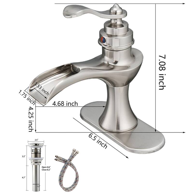 Waterfall Bathroom Sink Faucet With Drain Single Handle Bathroom Faucets One Holes Basin Vanity Mixer Taps With Deck Plate