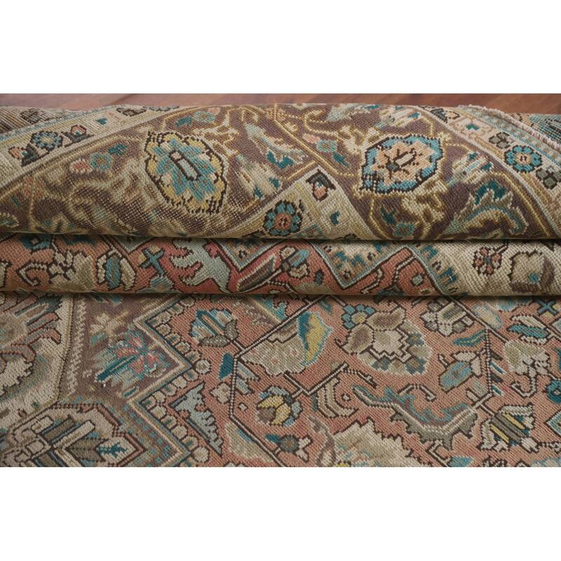 Hand Knotted Oriental 100% Wool Carpet Traditional Medallion Pink Tabriz Area Rug - 9' 7'' X 6' 4''