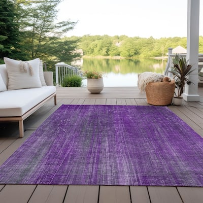 Machine Washable Indoor/ Outdoor Ombre Solid Chantille Rug