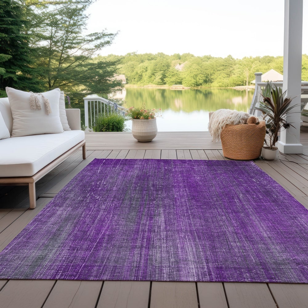 Machine Washable Indoor/ Outdoor Ombre Solid Chantille Rug