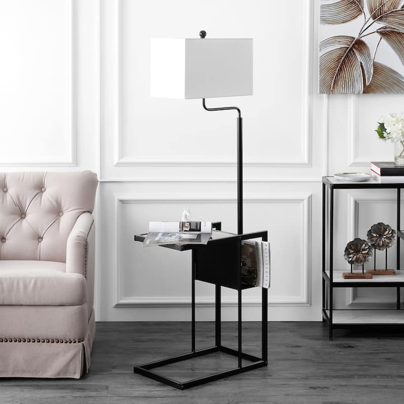 SAFAVIEH Lighting Hansina Janson Table 59-inch Led Floor Lamp - 20" W x 12.8" L x 59" H - Matte Black - 20Wx13Dx59H