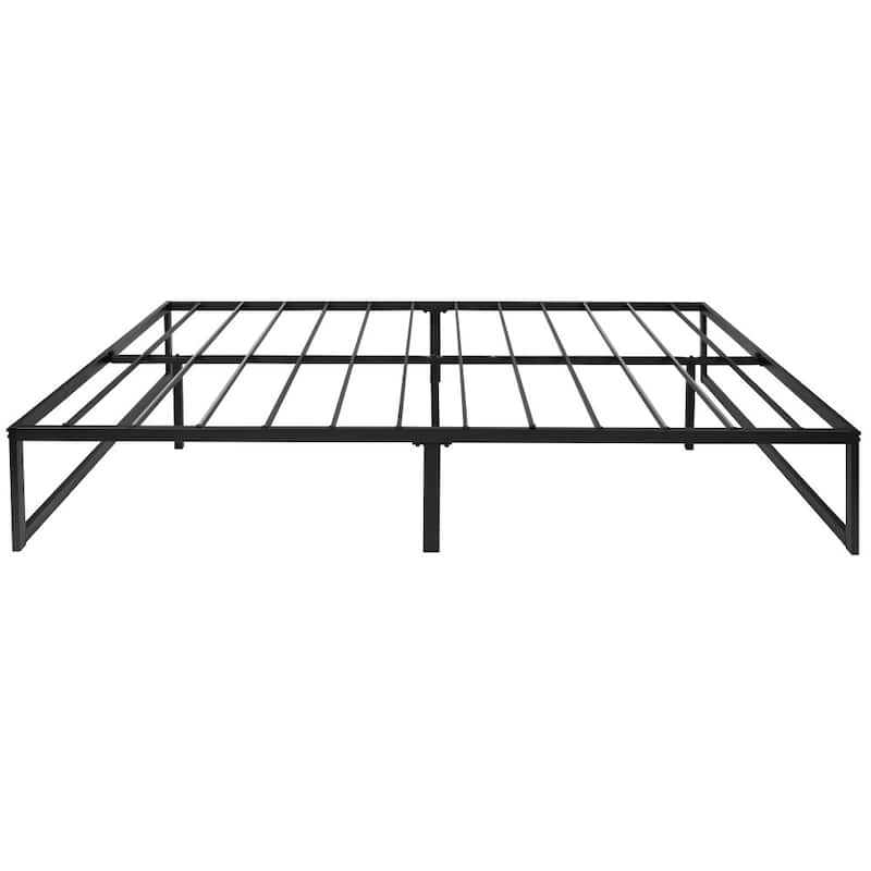 14" Metal Platform Bed Frame with Steel Slat Supports-No Foundation Needed