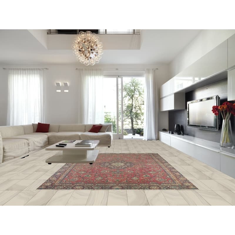 Pink Tabriz Persian Area Rug Hand-Knotted Wool Carpet - 9'0" x 12'5"