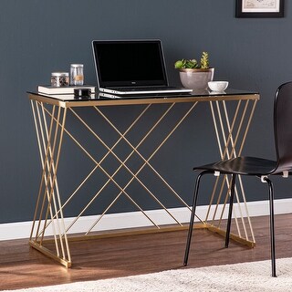 SEI Furniture Doreen Contemporary Gold Glass Desk