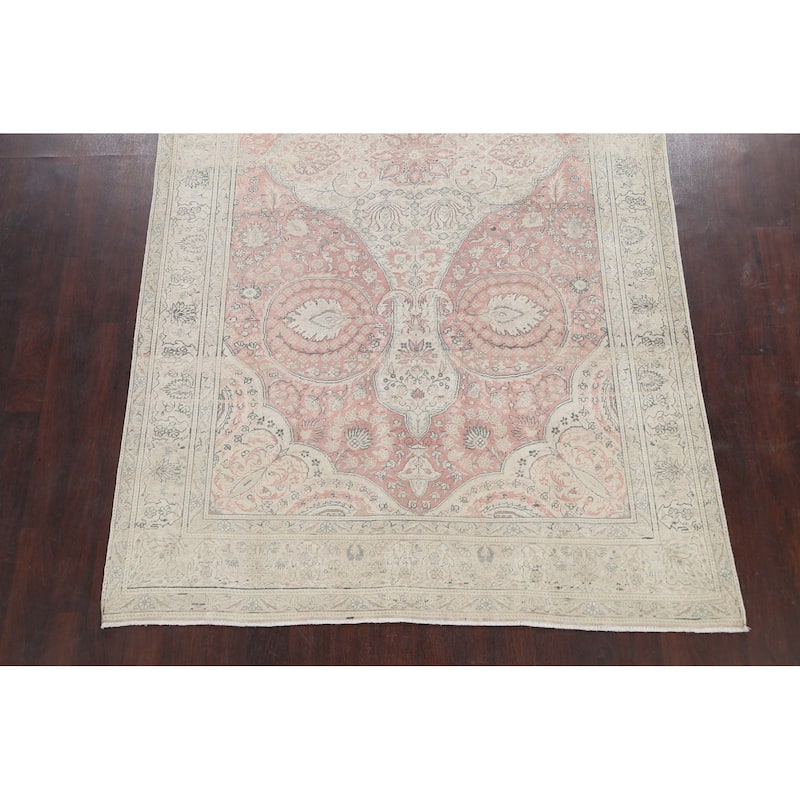 Vintage Muted Traditional Tabriz Persian Area Rug Wool Hand-knotted - 6'4" x 10'5"