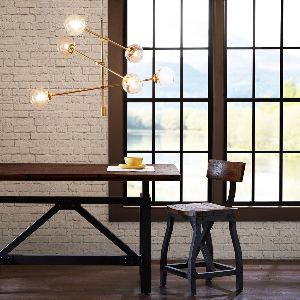 Modern 6-Globe Light Architectural Metal Chandelier with Adjustable Base