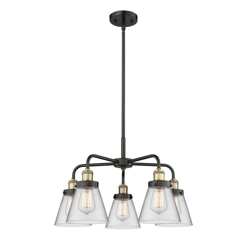 Innovations Lighting Cone - 5 Light 24" Stem Hung Chandelier - Clear/Black Antique Brass