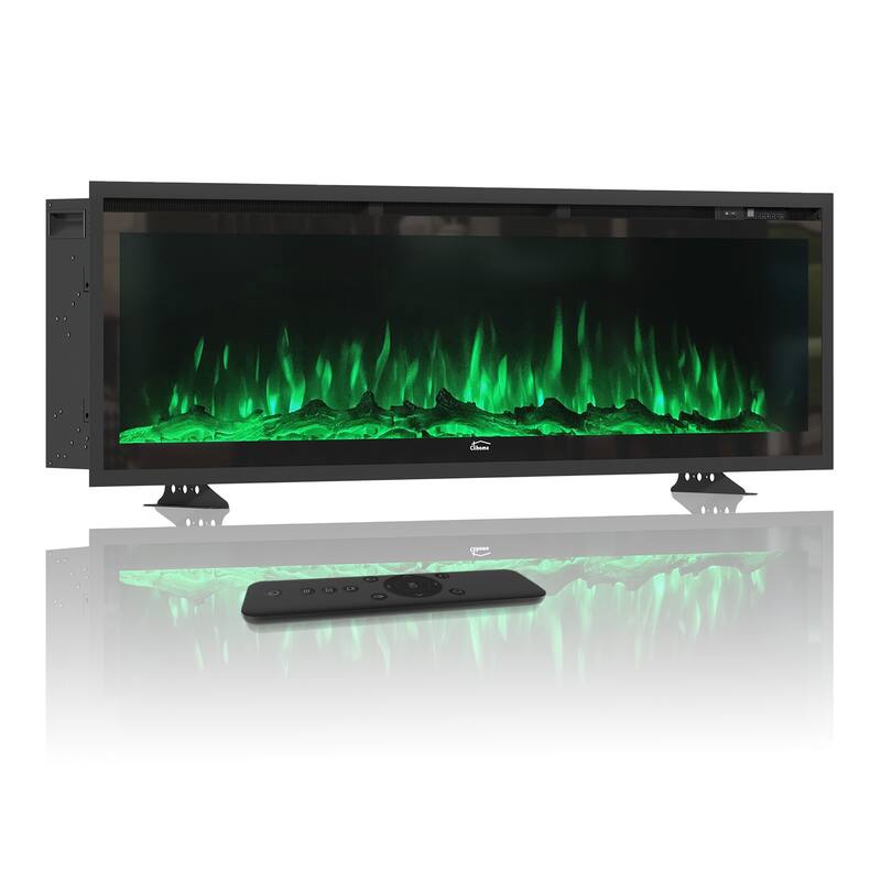 1500W Wall-Mounted &Recessed Electric Fireplace Heater with Remote Control