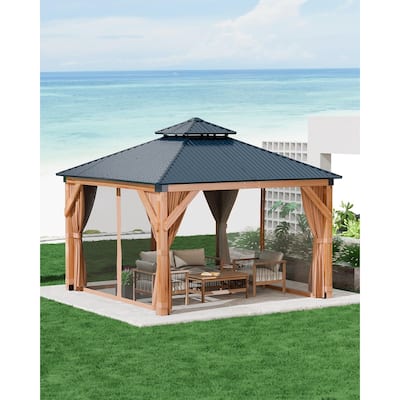 Hardtop Wood Gazebo 10'x10',10'x12',12'x12' ,12'x16',12'x20' for All Weather