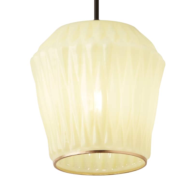 River of Goods Gold Metal and Yellow Glass Dome Shade 67.75-Inch Pendant Light - 6.75" x 6.75" x 8.75/67.75"