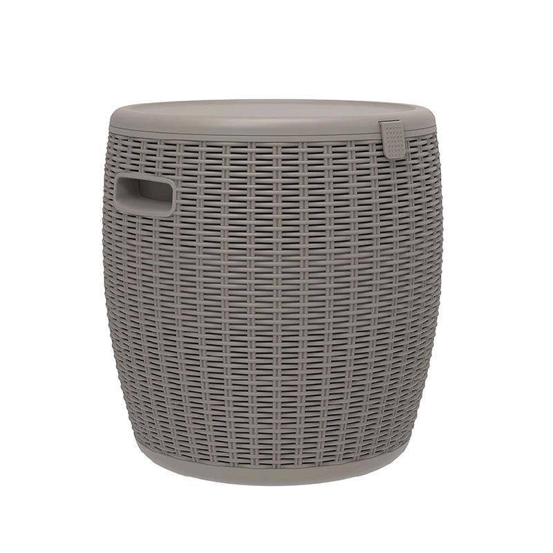 36L Rattan-Pattern Outdoor Ice Bucket with Drain Plug-UV-Protected Polypropylene Resin,Weatherproof for Parties/Poolside - GREY