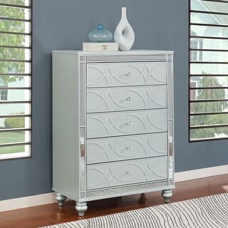 Arabesque Silver Metallic 5-drawer Bedroom Chest (Includes Dresser Only ...