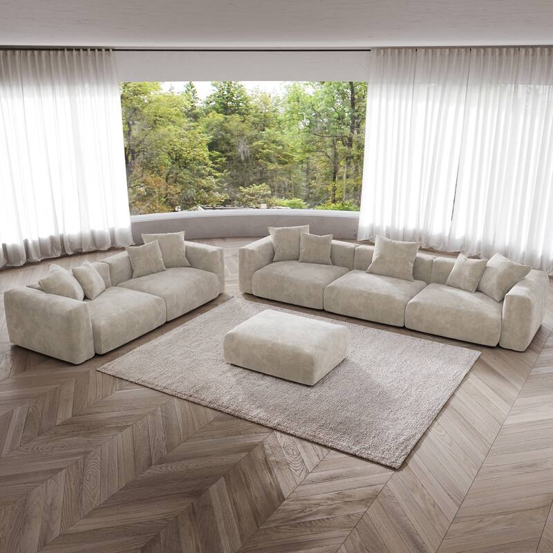 3PCS Modern Couch Set Living Room Furniture Set - Beige