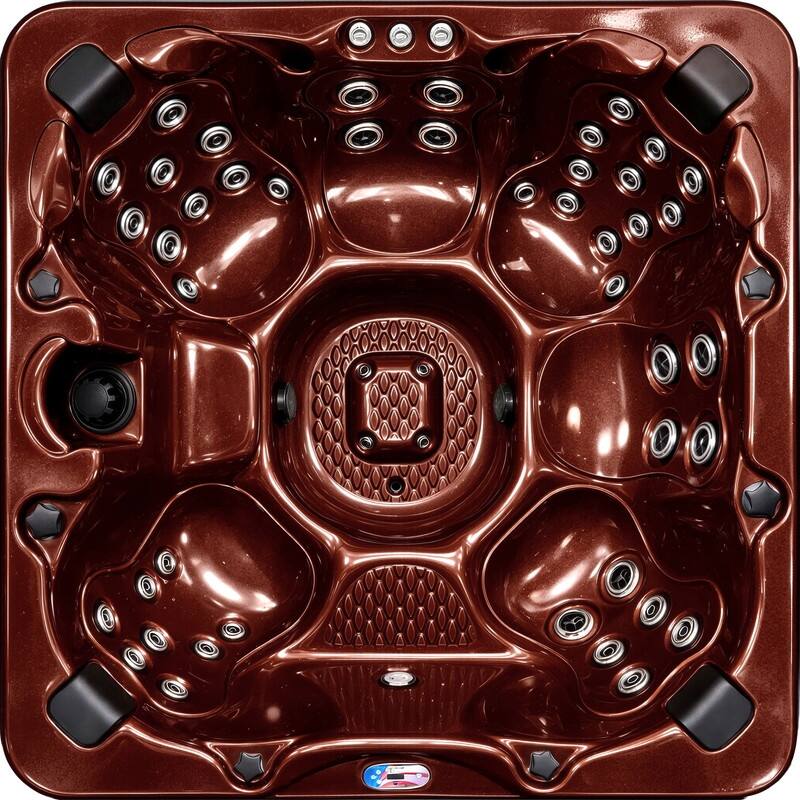 American Spas 7-Person 56-Jet Premium Acrylic Bench Spa Standard Hot Tub with Sound System and LED Waterfall