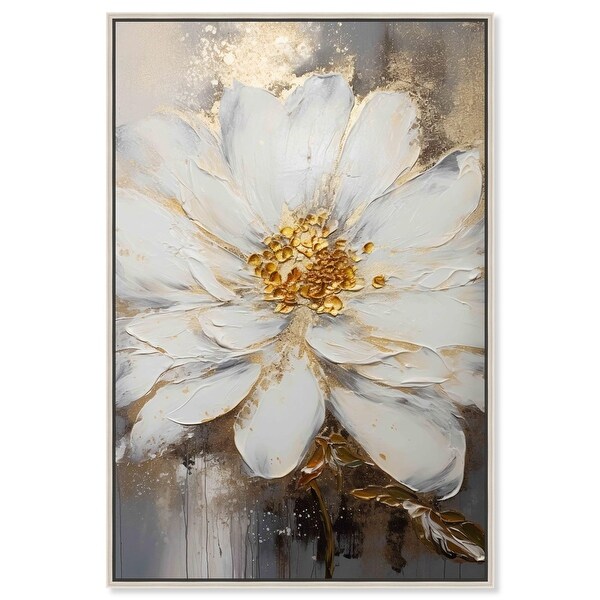 Gold Sprayed Flower Canvas Floral Vase Wall Art by Art Remedy