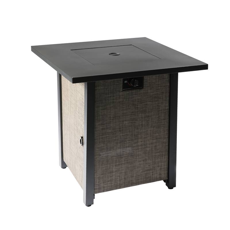 Teamson Home Outdoor 28" Propane Gas Fire Pit with Woven Textilene Base, Beige