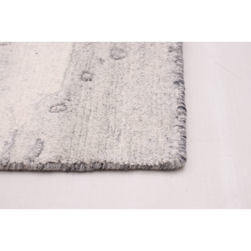 ECARPETGALLERY Hand-knotted Alma Grey, White Wool Rug - 2'5 x 9'9