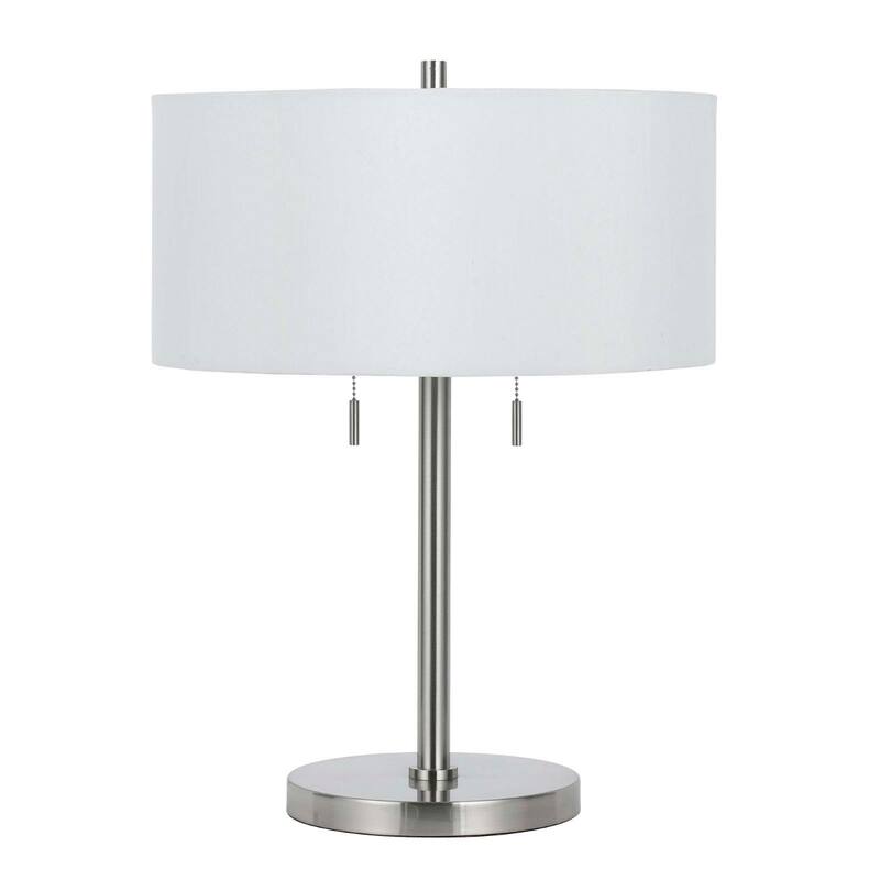 24" Nickel Two Light Table Lamp with Empire Linen Shade and Rotary Switch - 17” x 17” x 23.50” - Nickel-White