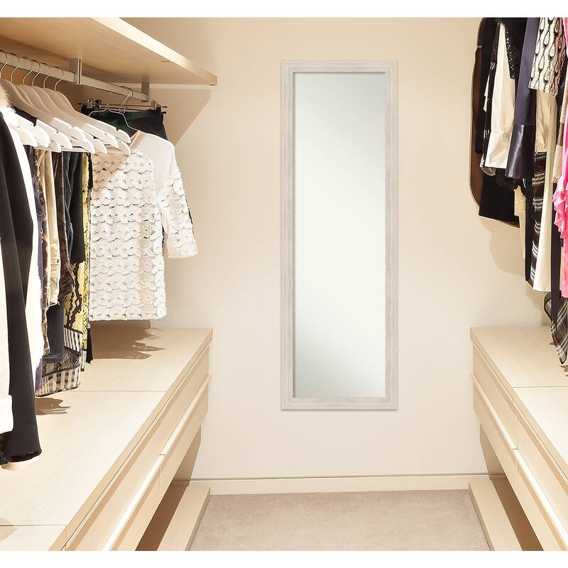 Non-Beveled Wood Full Length On The Door Mirror - Hardwood Frame - Outer Size: 17 x 51 in