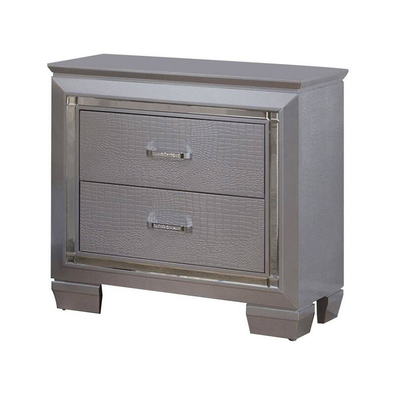 Silvery Gray 2 Drawer 30 in. W Nightstand with Sturdy Hardware and Ample Storage