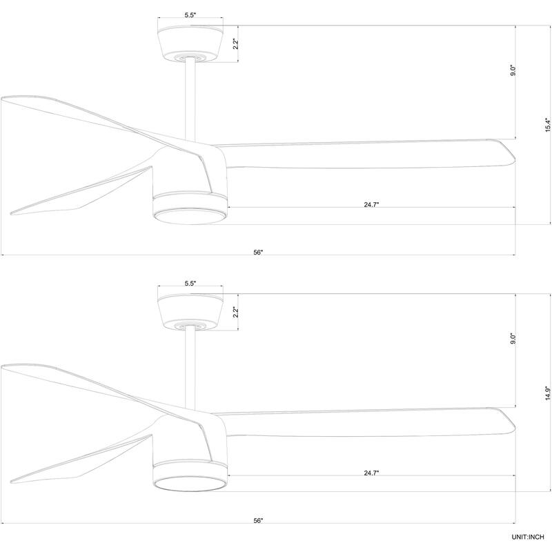 Lucci Air Peregrine 56" Light with Remote Ceiling Fan