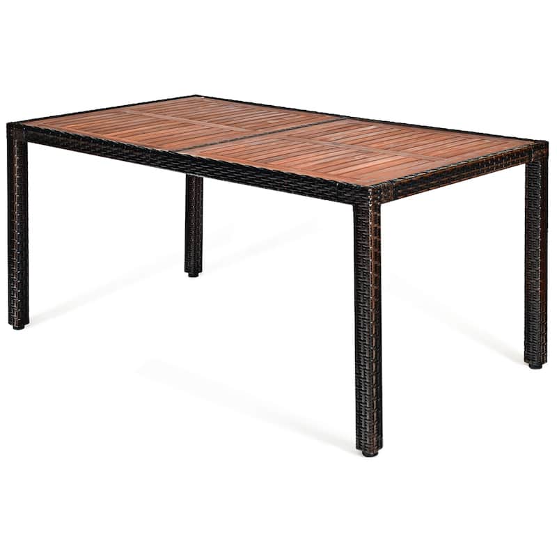 7 PCS Outdoor Dining Set Wicker Rattan Patio Furniture Table Chair