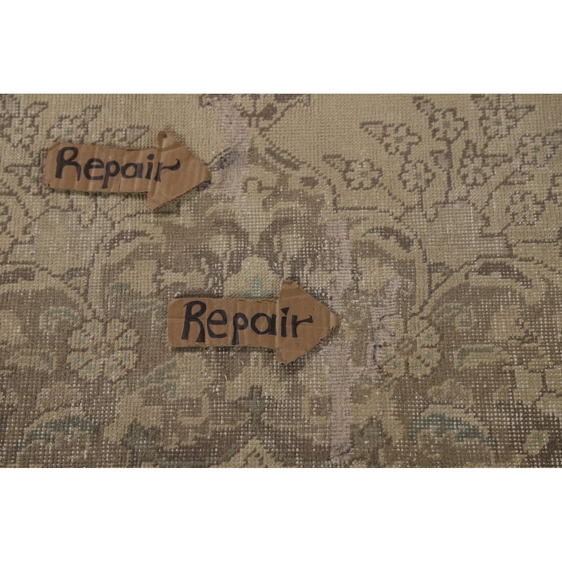 Geometric Tabriz Persian Vintage Rug Bedroom Handmade Wool Carpet - 9'6" x 12'7"