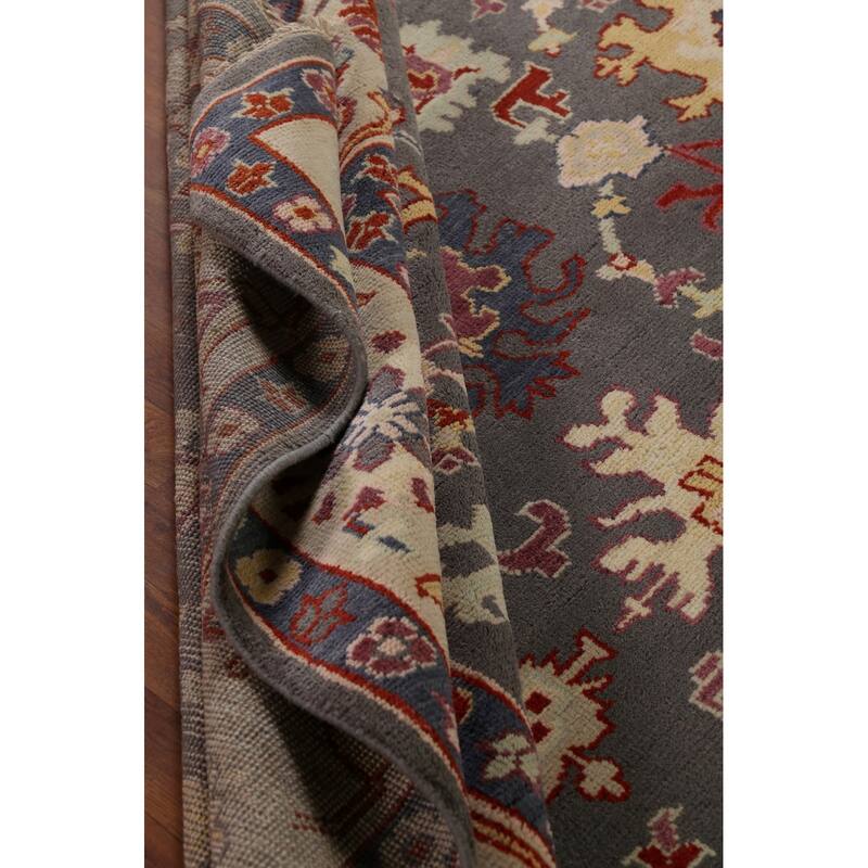 All-Over Grey Oushak Oriental Area Rug Handmade Wool Carpet - 8'11"x 11'10"