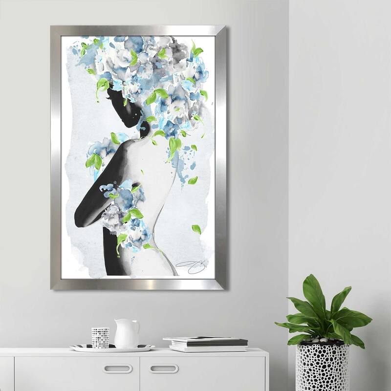 "Nude in Blue Florals" by Jodi Print on Acrylic