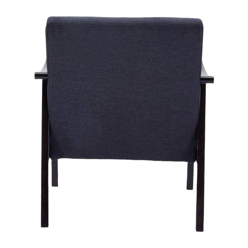Medieval-inspired modern armchair with high back upholstered chair, solid wood legs