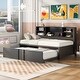 preview thumbnail 3 of 19, Twin Size Daybed with Trundle, Metal Captain Bed Frame with Storage Shelves & USB Ports for Small Space, No Box Spring Needed