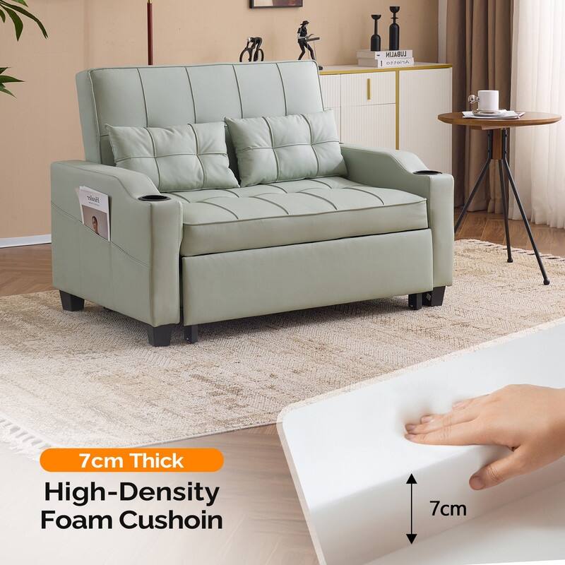 Upholstered Cat's Claw Leather Convertible Reclining Sleeper Sofa Bed With Cushions For Small Spaces