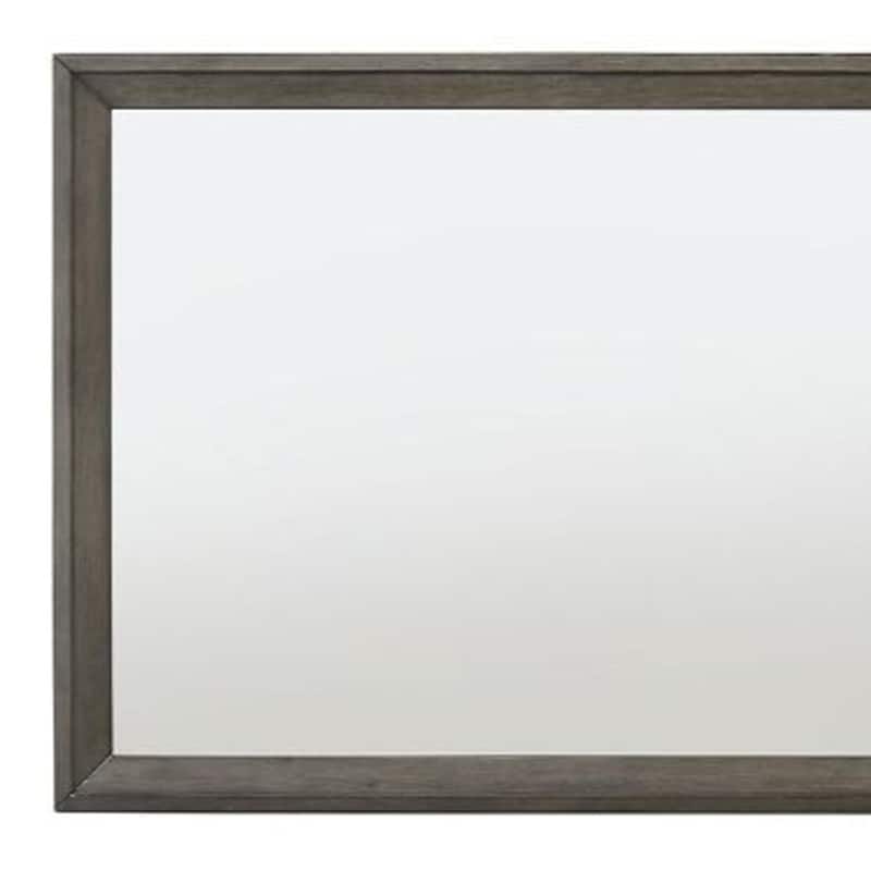 HomeRoots 32" Gray Wood Framed Mounted Dresser Mirror - 46' X '32' X '1